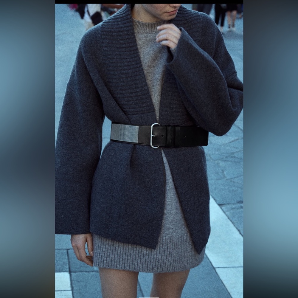 Zara metal mesh trim leather wide belt - Picture 8 of 8